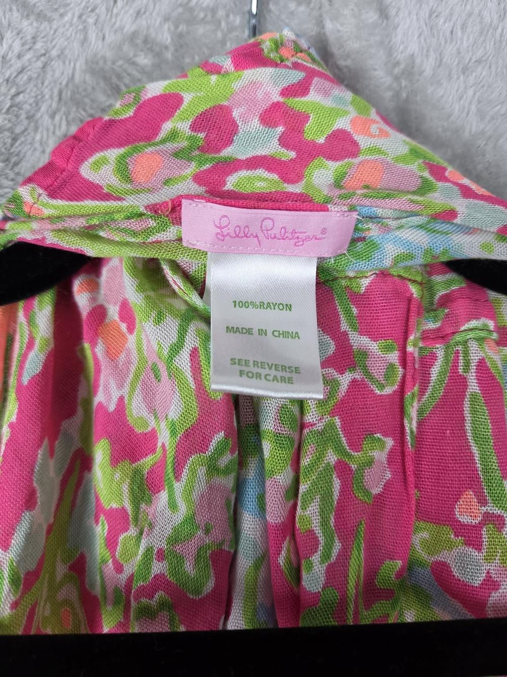 Lilly Pulitzer Pink, Green & White Floral Rayon Infinity Scarf